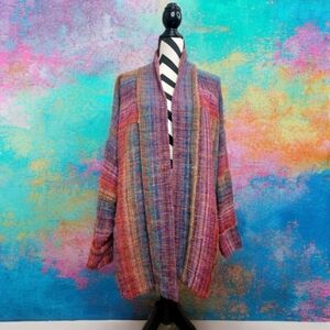 Elizabeth Jenkins Colorful Artsy Handwoven Rare Open Front Knit Jacket